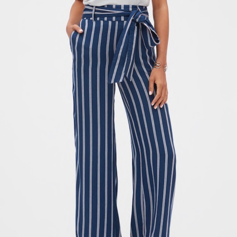 Tie Waist Variegated Stripe Pants